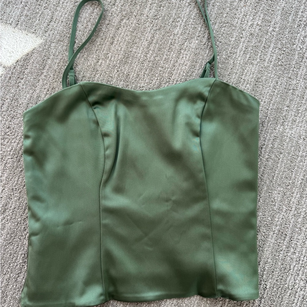 Satin Green corset tank top